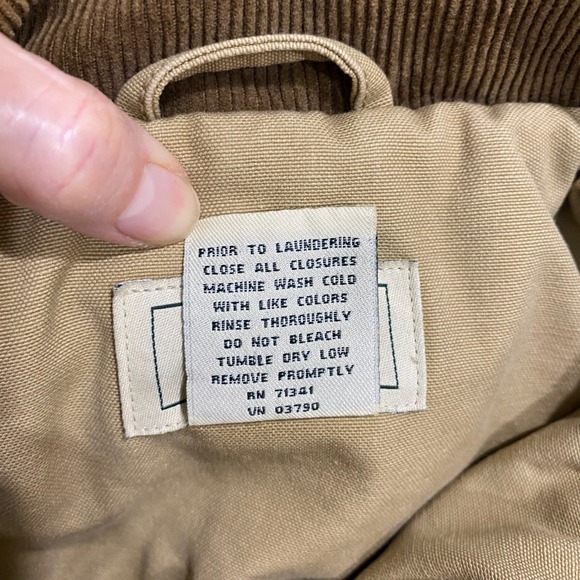 LL Bean Chore Original Field Coat Tan Cotton Canvas Thinsulate Jacket Y2K 90s - Picture 7 of 11